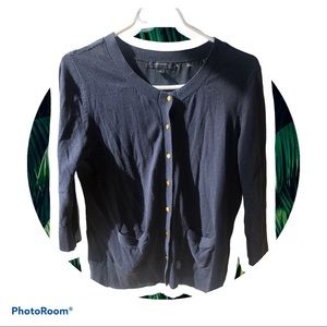 Navy blue cardigan with floral lace back